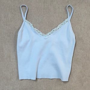 NEVER WORN. Brandy Melville light blue lace tank.